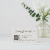 Carte De Visite Code QR de photographe de mariage moderne (Debout devant)