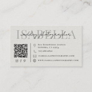Carte De Visite Code QR de photographe de mariage moderne