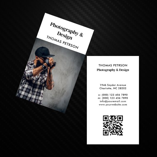 Carte De Visite Code QR de photographe moderne et professionnel