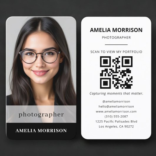 Carte De Visite Code QR de photographe Photo Simple