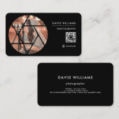 Carte De Visite Code QR de photographe professionnel noir Photo (Devant / Derrière)
