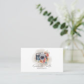 Carte De Visite Code QR de photographie florale rose rose (Debout devant)