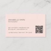 Carte De Visite Code QR de photographie florale rose rose (Dos)