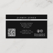 Carte De Visite Code QR de photographie moderne en noir et blanc (Dos)