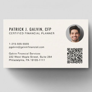 Carte De Visite Code QR de planificateur financier agréé CFP Photo