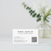 Carte De Visite Code QR de planificateur financier certifié CFP (Debout devant)