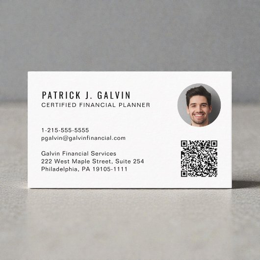 Carte De Visite Code QR de planificateur financier certifié CFP Ph