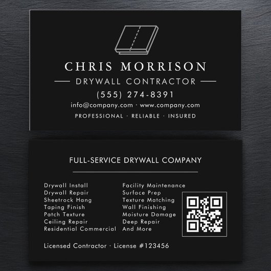 Carte De Visite Code QR de plaque de plâtre professionnel