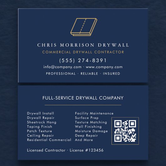 Carte De Visite Code QR de plâtrage de cloison sèche