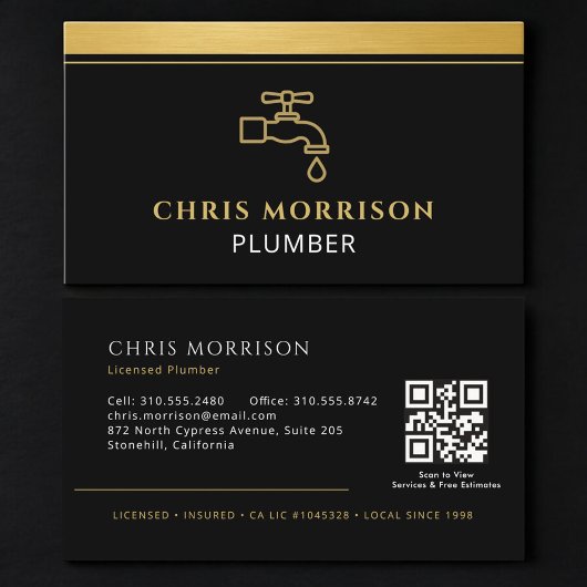 Carte De Visite Code QR de plomberie moderne