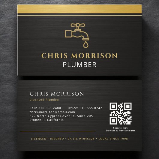 Carte De Visite Code QR de plombier moderne