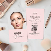 Carte De Visite Code QR de police de caractères moderne rose blush