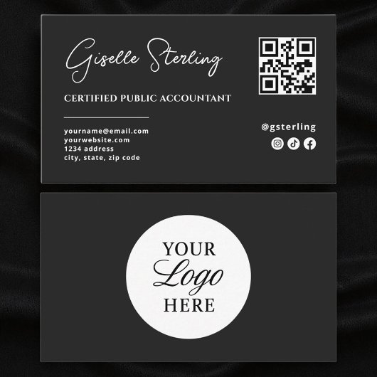 Carte De Visite Code QR de préparation de comptabilité fiscale CPA