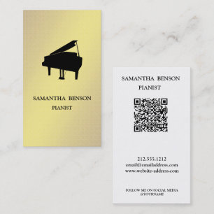 Carte De Visite Code QR de professeur de musique pianiste vintage 