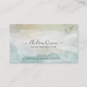 Carte De Visite Code QR de professeur de natation à l'aquarelle mo (Devant)