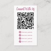 Carte De Visite Code QR de profil de réseau social rose moderne (Dos)