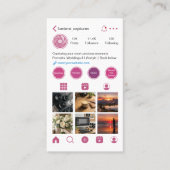 Carte De Visite Code QR de profil de réseau social rose moderne (Devant)