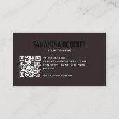 Carte De Visite Code QR de pulvérisation bronzante moderne brun fo (Dos)