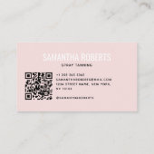 Carte De Visite Code QR de pulvérisation de bronzage moderne rose (Dos)