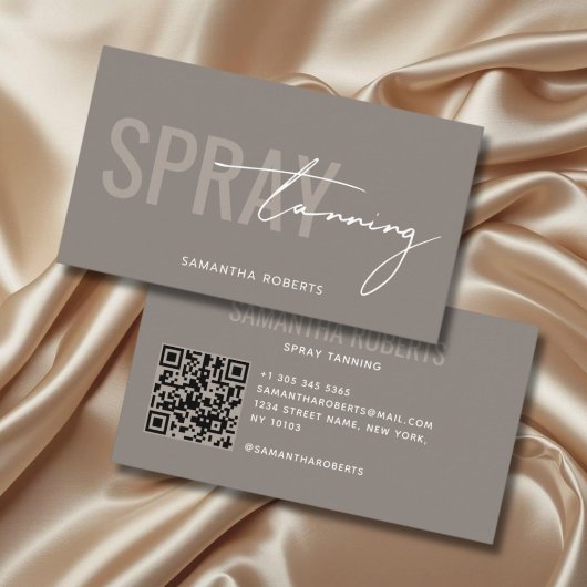 Carte De Visite Code QR de pulvérisation de bronzage moderne taupe
