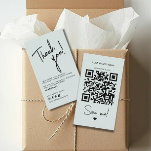 Carte De Visite Code QR de remerciement de commande bleu moderne