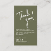 Carte De Visite Code QR de remerciement de commande en vert olive (Devant)