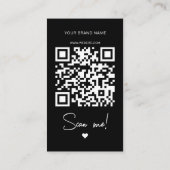 Carte De Visite Code QR de remerciement de commande moderne noir e (Dos)