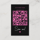 Carte De Visite Code QR de remerciement de commande rose noir mode (Dos)