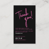 Carte De Visite Code QR de remerciement de commande rose noir mode (Devant)