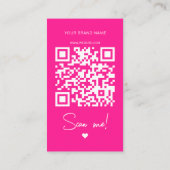 Carte De Visite Code QR de remerciement de commande rose vif moder (Dos)
