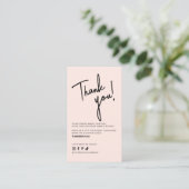 Carte De Visite Code QR de remerciement pour commande rose blush m (Debout devant)