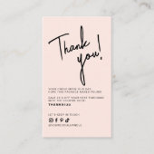 Carte De Visite Code QR de remerciement pour commande rose blush m (Devant)