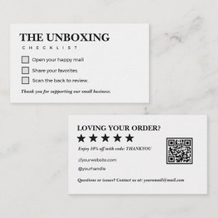 Carte De Visite Code QR de remerciement pour la liste de contrôle