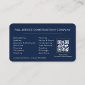 Carte De Visite Code QR de rénovation de maison Professionnel (Dos)