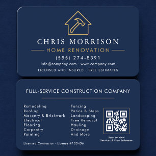 Carte De Visite Code QR de rénovation de maison Professionnel