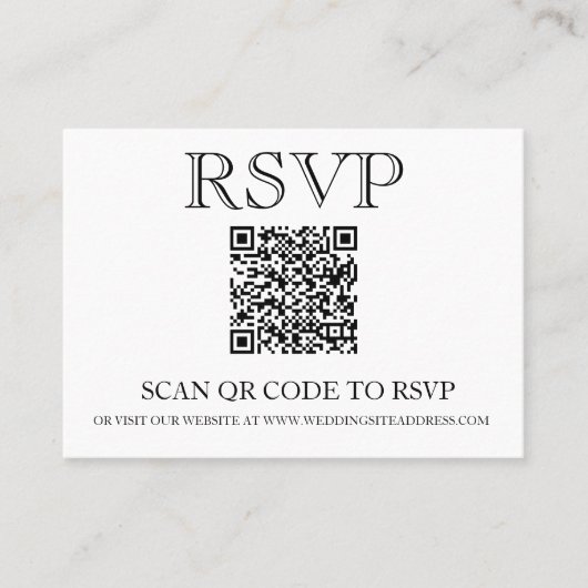 Carte De Visite Code QR de réponse de mariage simple (Devant)