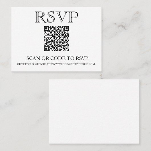Carte De Visite Code QR de réponse de mariage simple (Devant / Derrière)