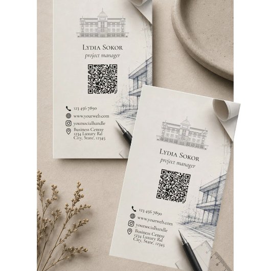 Carte De Visite Code QR de Réseau Architectural Moderne