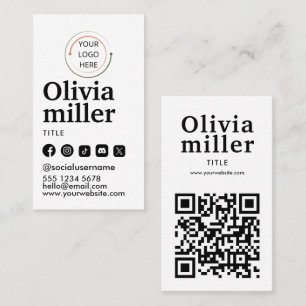 Carte De Visite Code QR de Réseaux Sociaux Modernes   Portrait Min