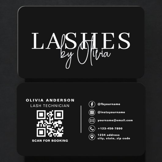 Carte De Visite Code QR de réservation pour Artiste de Cils