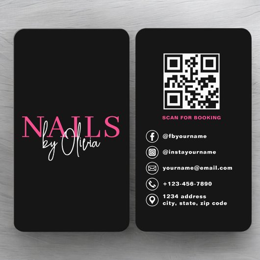 Carte De Visite Code QR de réservation pour technicien en onglerie