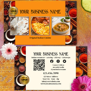 Carte De Visite Code QR de restaurant indien Photo médias sociaux