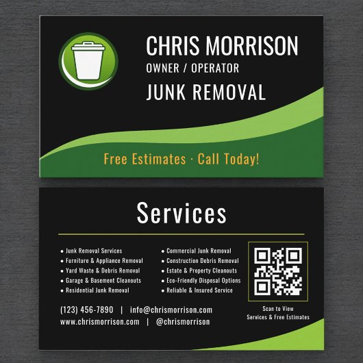 Carte De Visite Code QR de retrait des déchets