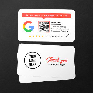 Carte De Visite Code QR de révision commerciale de Google blanc Av