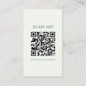 Carte De Visite Code QR de révision Coquette rayé vert menthe (Devant)