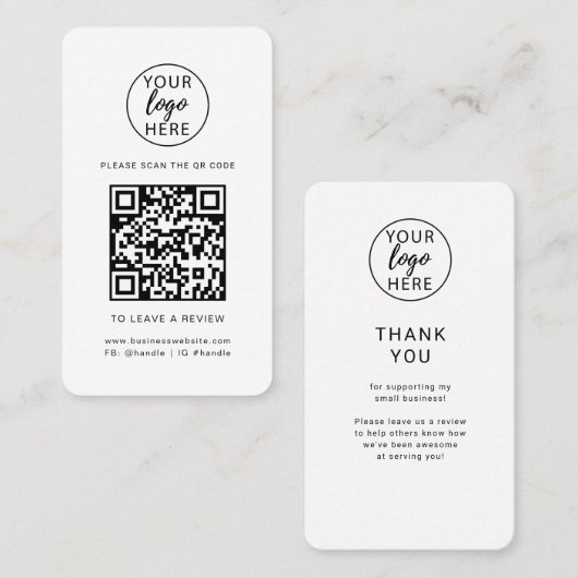 Carte De Visite Code QR de révision de logo d'entreprise professio (Devant / Derrière)