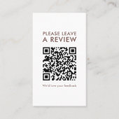 Carte De Visite Code QR de révision de script de crème au chocolat (Devant)