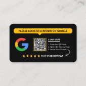 Carte De Visite Code QR de révision d'entreprise Black Google Avis (Devant)