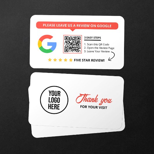 Carte De Visite Code QR de révision des avis Google blanc Lien de