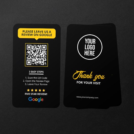 Carte De Visite Code QR de révision des avis Google noirs pour les